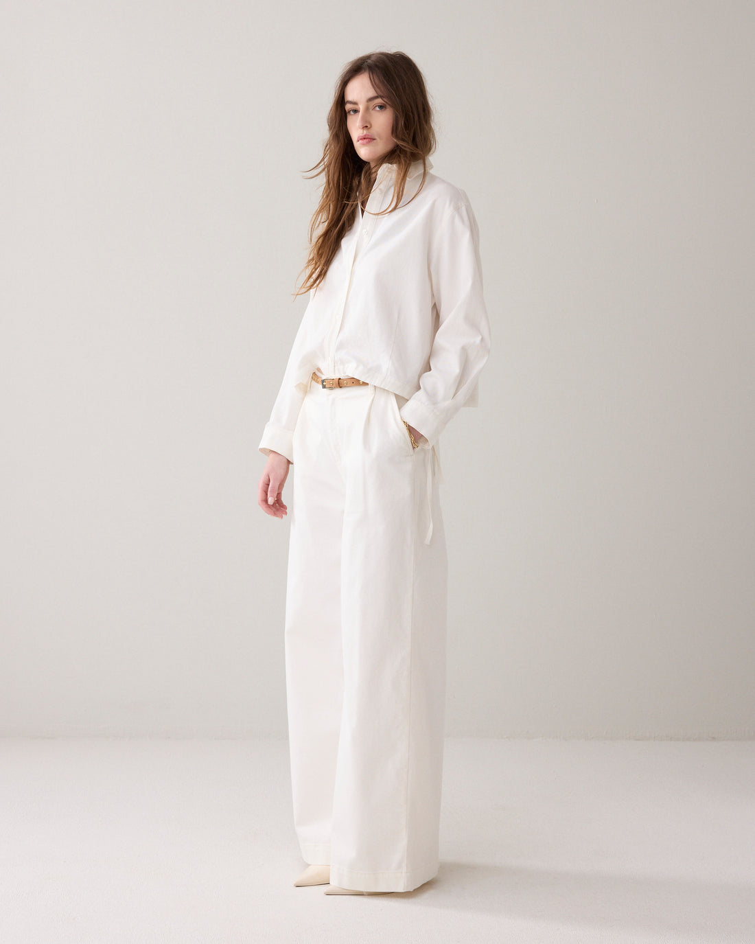 Summum 2s3404 blouse denim light white cotton twill - Afbeelding 3