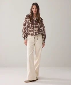 Summum 2s3462 Blouse graphic print coffee