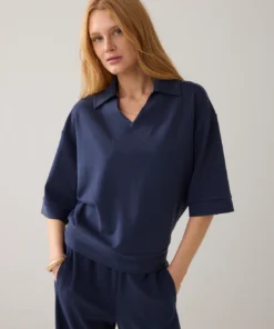 Summum 3s5253 Top pinstripe scuba midnight blue