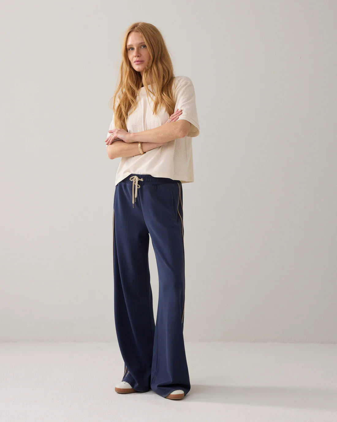 Summum 4s2923 Trouser pinstripe scuba midnight blue