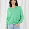 TWNS Z26 Salida long-sleeved v-neck sweater without slits grass green