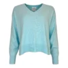 TWNS Z26 Boulder long sleeved v-neck jumper with slits aqua