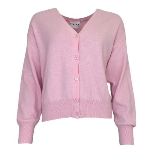 TWNS Z26 Aspen long sleeved v-neck buttoned cardigan baby pink