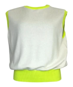 TWNS Z26 Buenavista bi-colour rond-neck sleeveless pullover offwhite/neon yellow