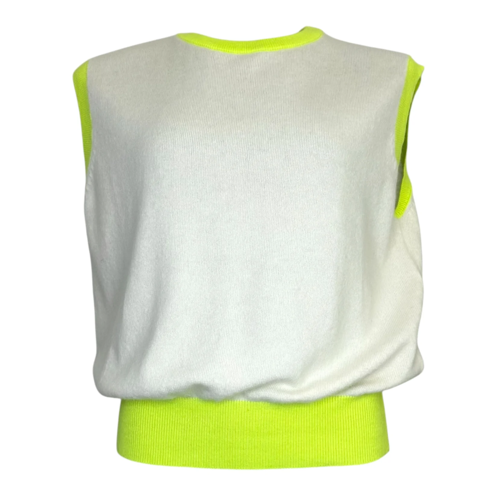 TWNS Z26 Buenavista bi-colour rond-neck sleeveless pullover offwhite/neon yellow