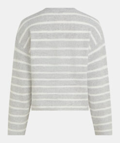 Alternative view of Penn&Ink S26B390 cardigan stripe grey melange/ecru