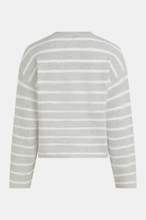 Alternative view of Penn&Ink S26B390 cardigan stripe grey melange/ecru