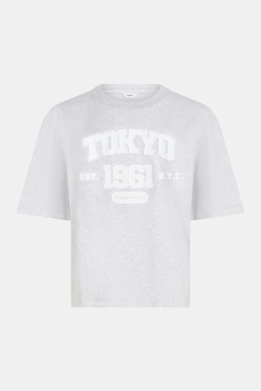 Penn&Ink S26F1812 t-shirt print grey melange/white