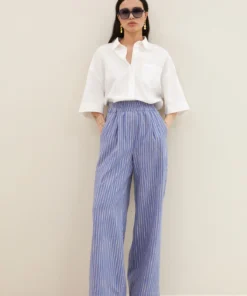 By-Bar Benji melange stripe pants sapphire blue stripe