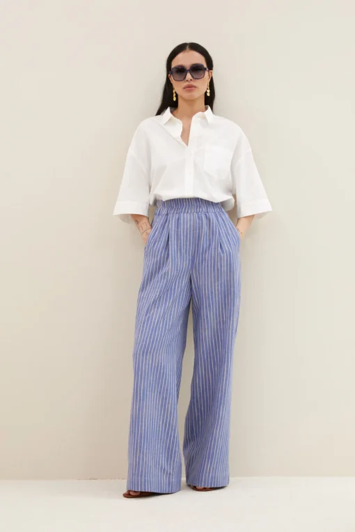 By-Bar Benji melange stripe pants sapphire blue stripe