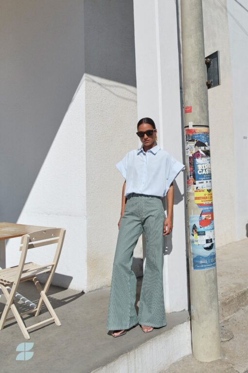 By-Bar Femme stripe pants dark green stripe