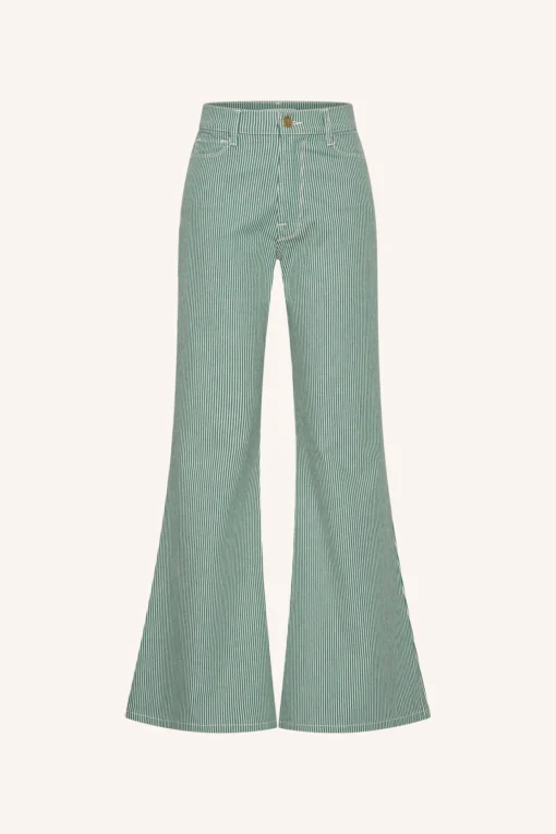 Alternative view of By-Bar Femme stripe pants dark green stripe