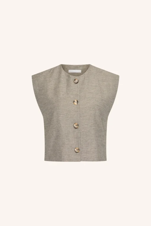 Alternative view of By-Bar Nori melange gilet charcoal melee