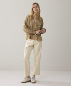 Summum 2s3449 Blouse cotton branches khaki