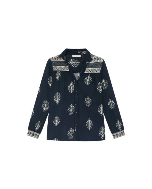 Maison Hotel shirt black leaves Rani black henna