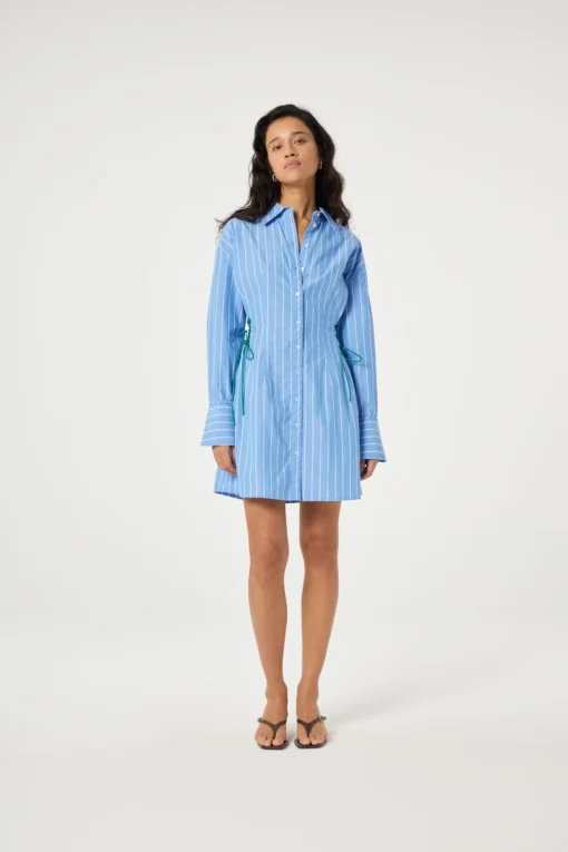 Fabienne Chapot Coletta blue pyjama stripe dress marina blue/cosy white
