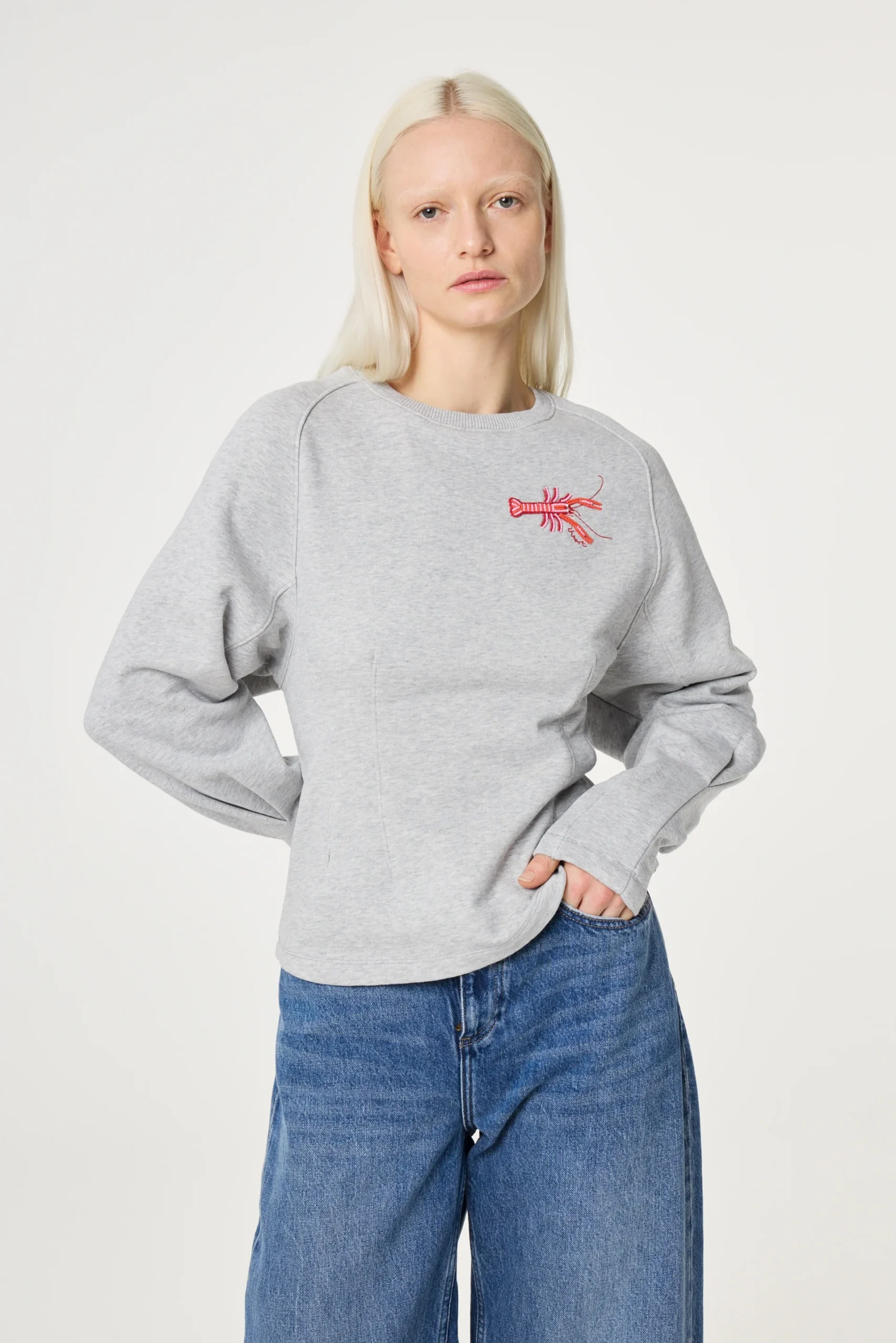 Fabienne Chapot Dhelia sweater mid grey melange - Afbeelding 5