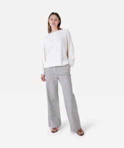 Another-Label Lela stripe pants black parchment stripe