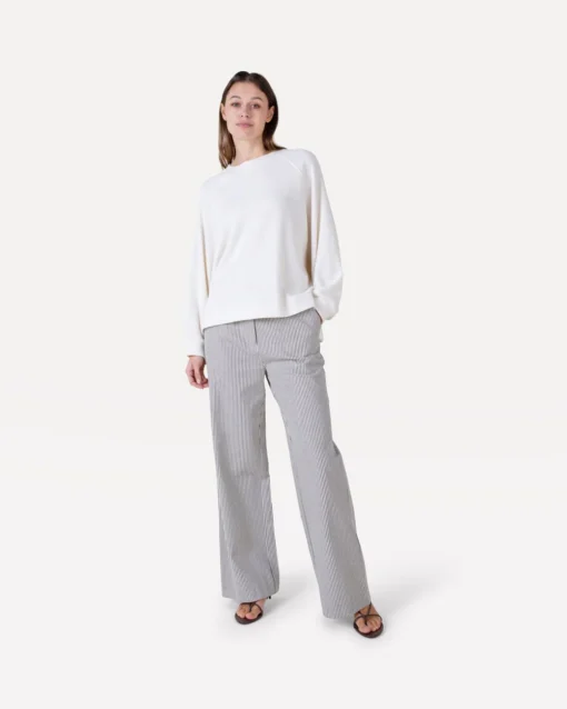 Another-Label Lela stripe pants black parchment stripe