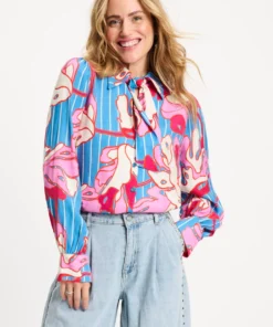 Pom Amsterdam blouse Urban flora stripe SP9500 multi colour