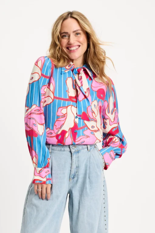Pom Amsterdam blouse Urban flora stripe SP9500 multi colour