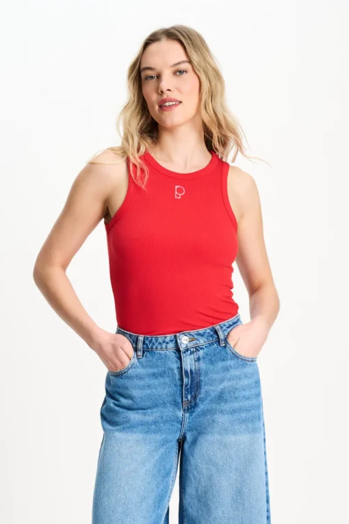 Pom Amsterdam tanktop Rib bloom red SP9575