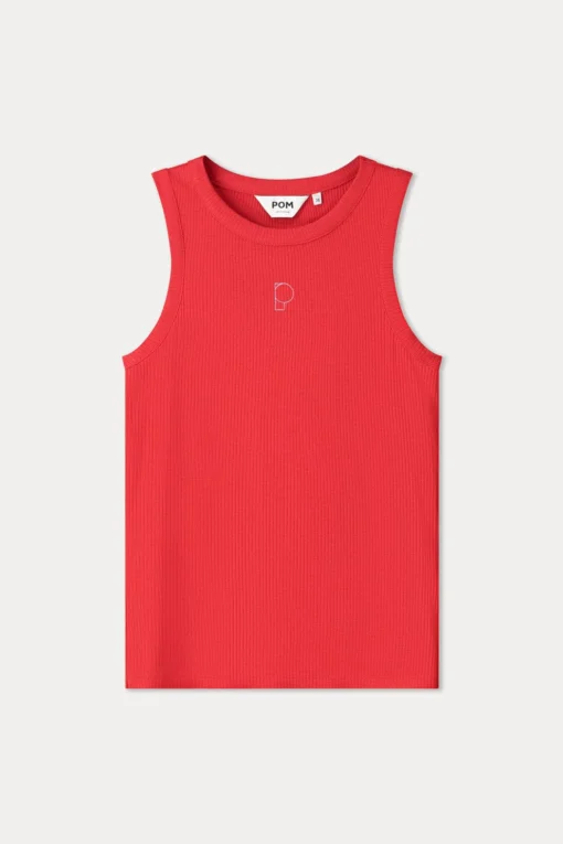 Alternative view of Pom Amsterdam tanktop Rib bloom red SP9575