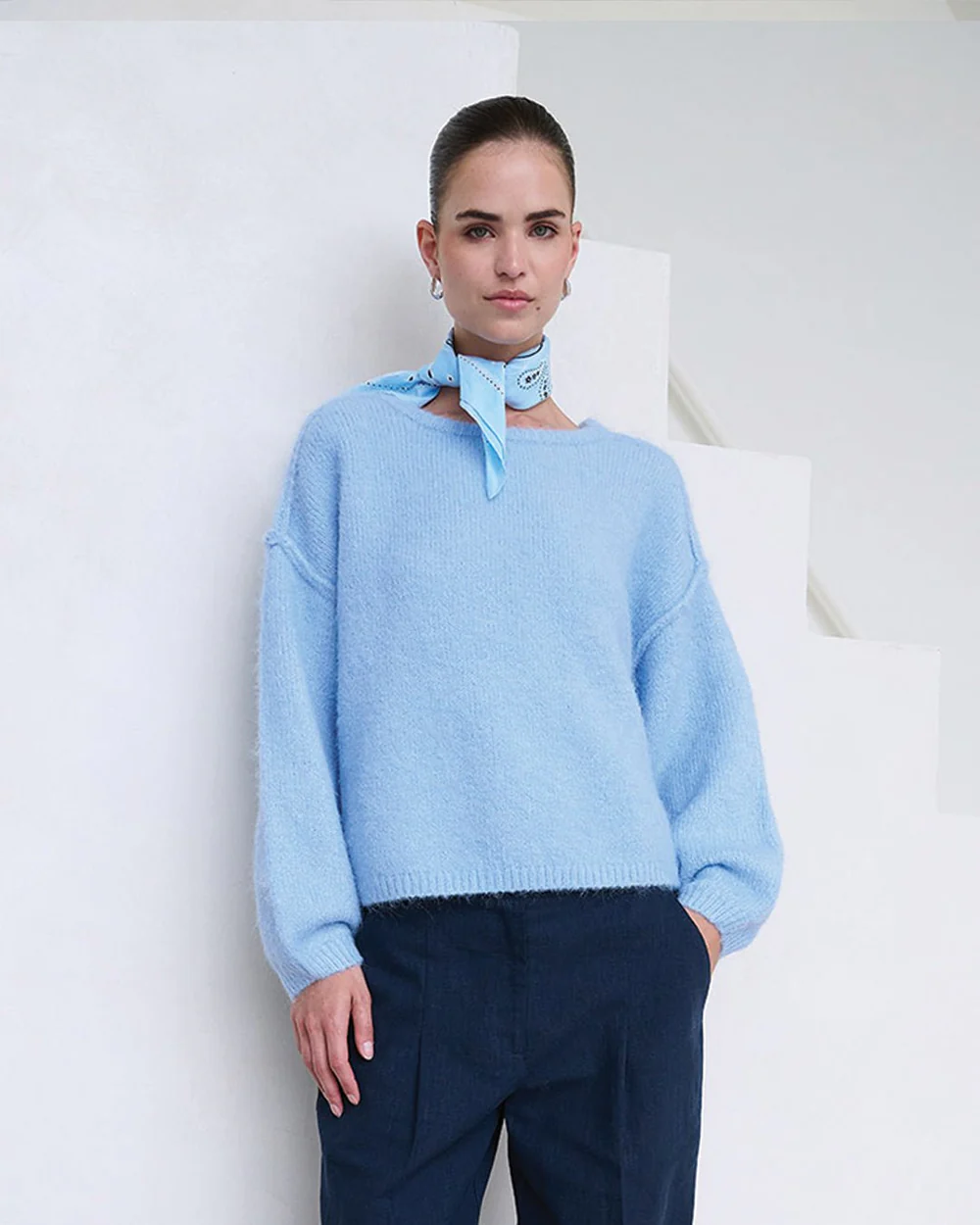 Another-Label Roxane knitted pull sky blue - Afbeelding 4