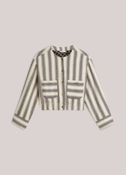 Alternative view of Summum 1s1277 Jacket stripe black-ivory
