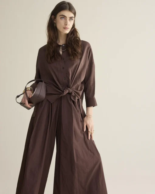 Summum 2s3403 Blouse viscose cotton coffee