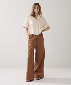 Summum 2s3432 Top short sleeves modal linen blend ivory