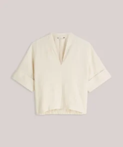 Alternative view of Summum 2s3432 Top short sleeves modal linen blend ivory