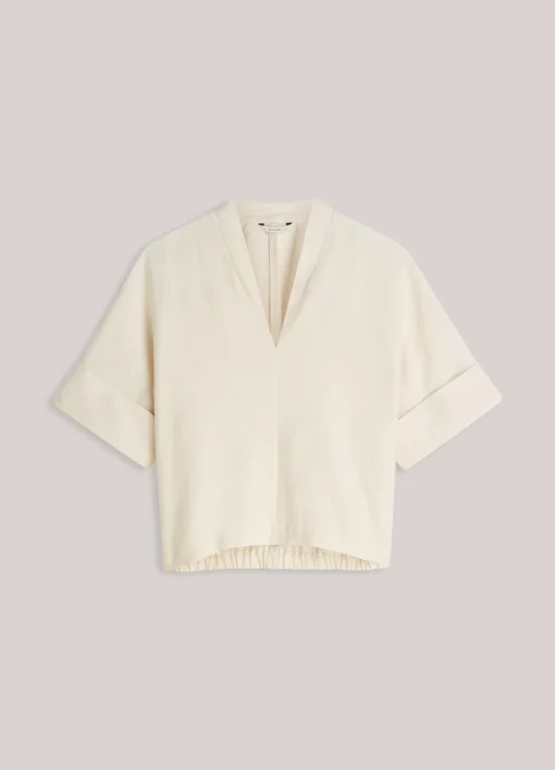 Alternative view of Summum 2s3432 Top short sleeves modal linen blend ivory