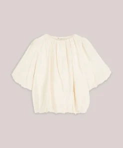 Summum 2s3442 Top balloon sleeves viscose cotton ivory