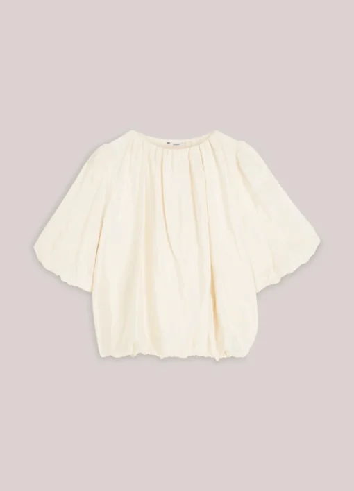 Summum 2s3442 Top balloon sleeves viscose cotton ivory