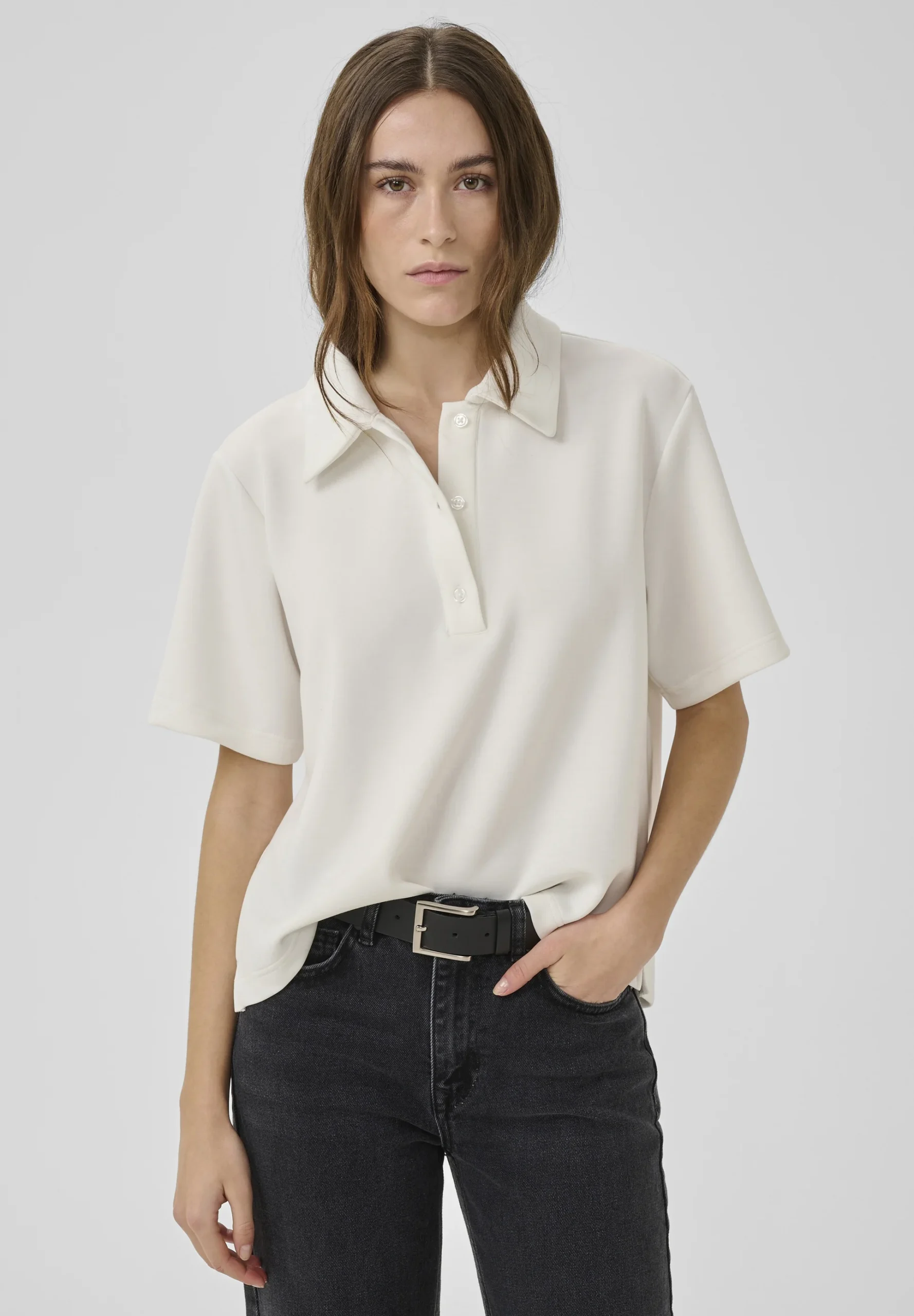 My Essential Wardrobe Helle Polo tee snow white - Afbeelding 3