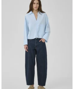My Essential Wardrobe Sunna Boxy Short shirt cashmere blue
