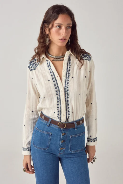 Maison Hotel shirt texas sun Salinger cream indigo