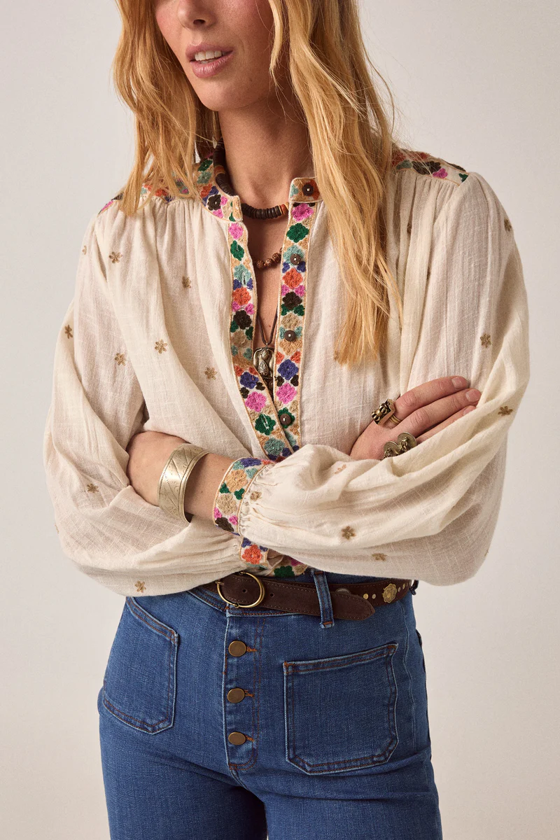 Maison Hotel blouse udaipur Cleo off white - Afbeelding 6