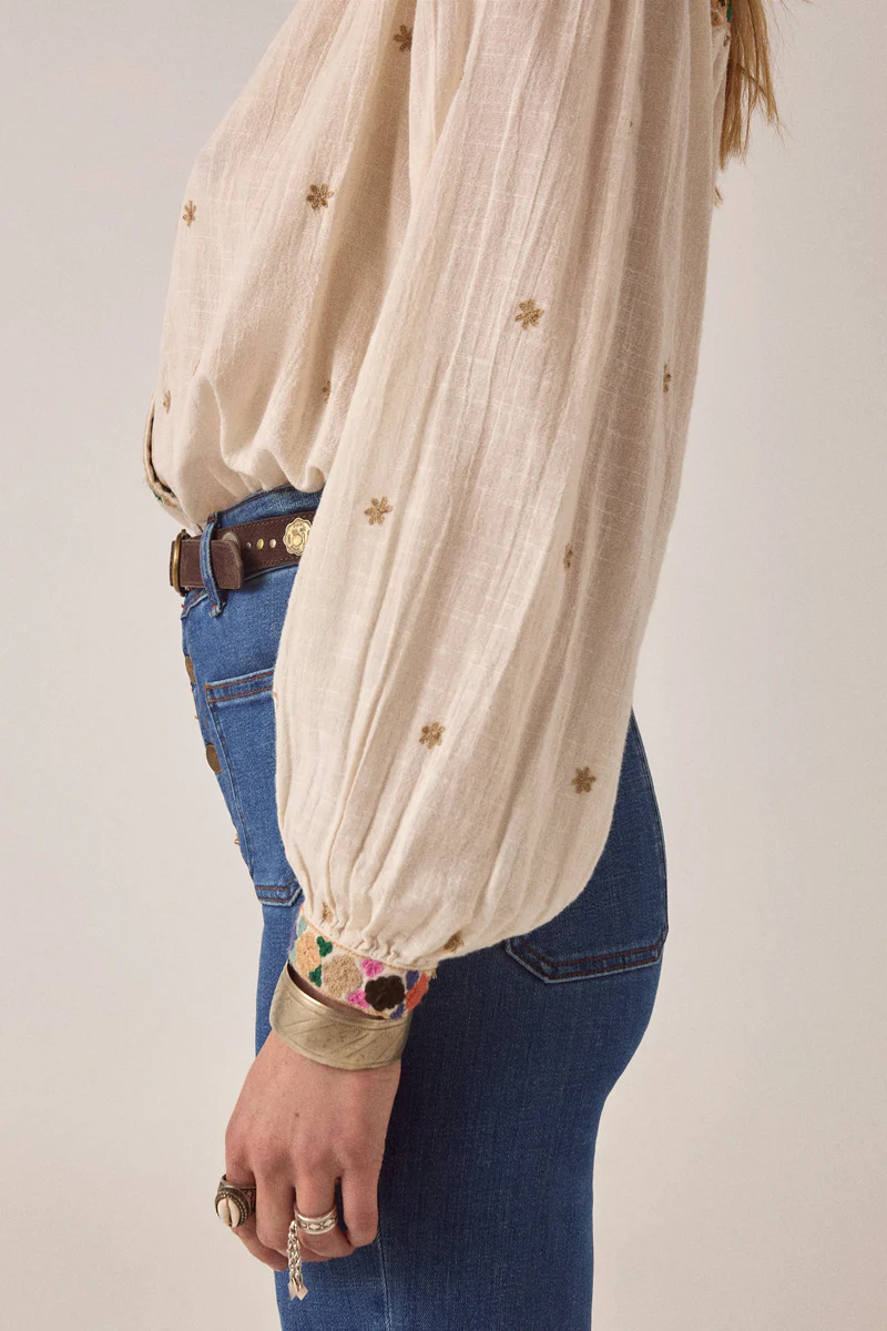 Maison Hotel blouse udaipur Cleo off white - Afbeelding 4