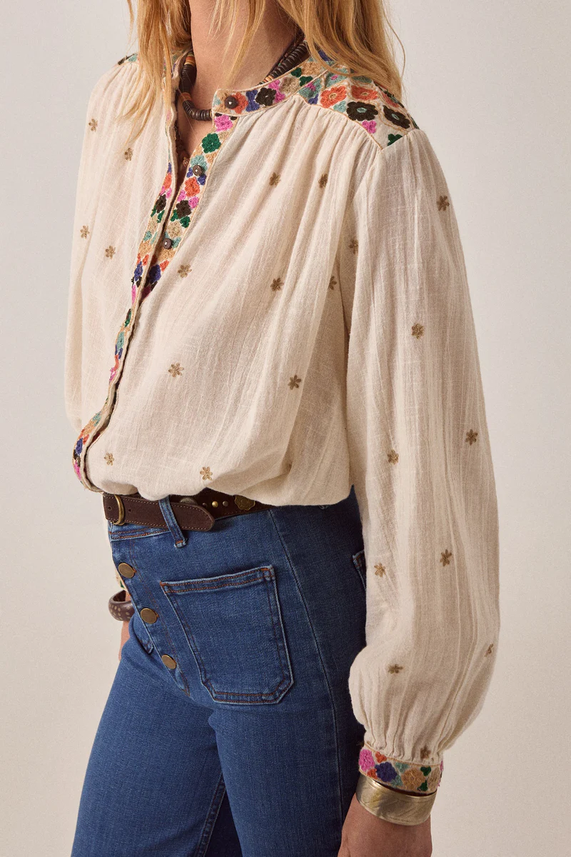 Maison Hotel blouse udaipur Cleo off white - Afbeelding 3