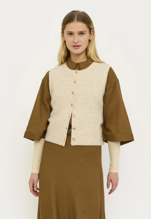 Soft Rebels Z26 Aliy vest knit 226-201 wood ash melange