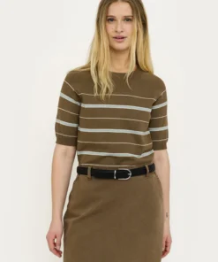 Soft Rebels Z26 Marla ss striped knit 226-211 sepia