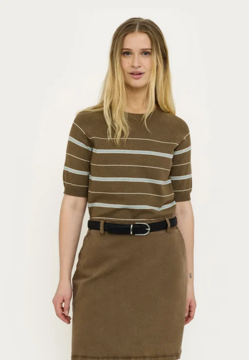 Soft Rebels Z26 Marla ss striped knit 226-211 sepia