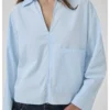 My Essential Wardrobe Sunna Boxy Short shirt cashmere blue - Afbeelding 6