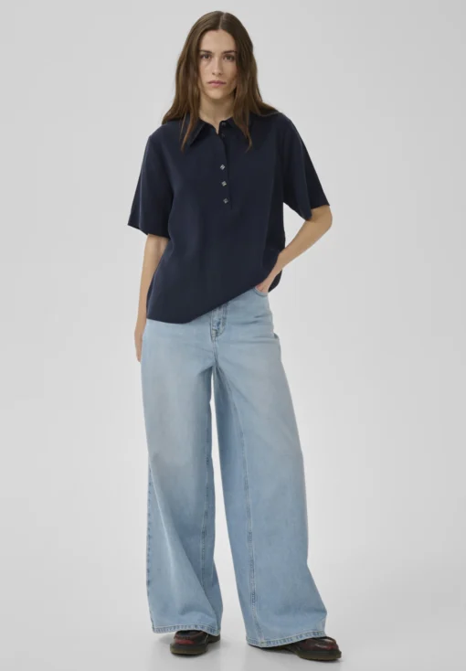 My Essential Wardrobe Mindy polo tee dark sapphir blue