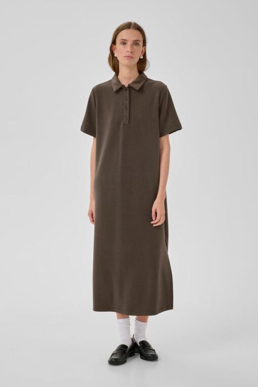 My Essential Wardrobe Helle polo long dress major brown