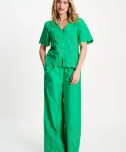 Pom Amsterdam Blouse broderie anglaise palm green SP9544 groen