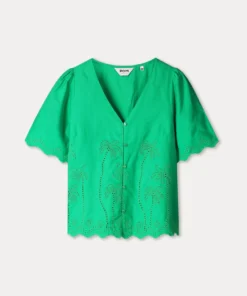 Alternative view of Pom Amsterdam Blouse broderie anglaise palm green SP9544 groen