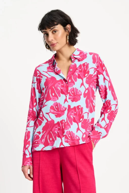 Pom Amsterdam blouse Mila urban flora blue SP9497 multi colour
